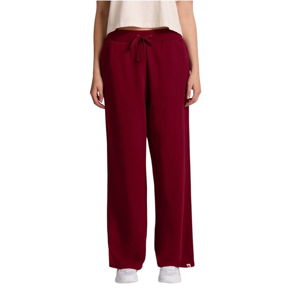 Champion Iconic Puddle Pant Cabernet Burgundy Wide Leg Fleece Sweatpants S